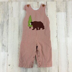 Kellys Kids One Piece Boys Size 2T Brown Bear Gingham Romper